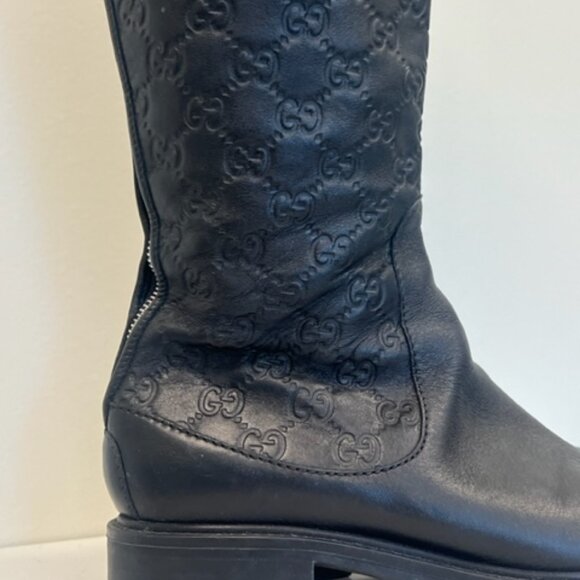 GUCCI GG Embossed leather riding boots us 7/ EU 37 - Picture 2 of 10